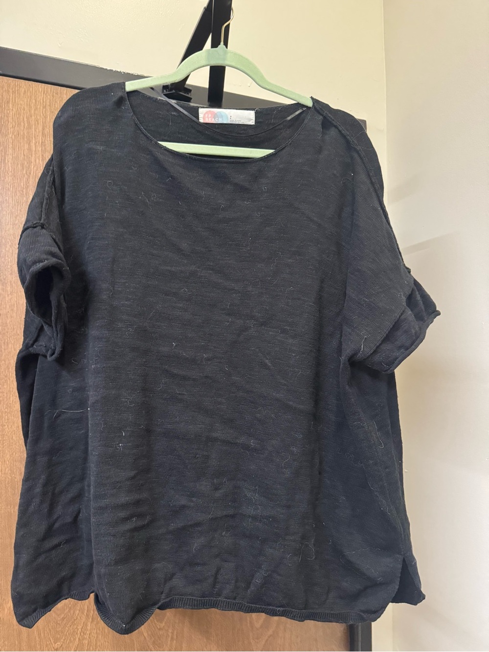 FP Beach Black Short Sleeve Top